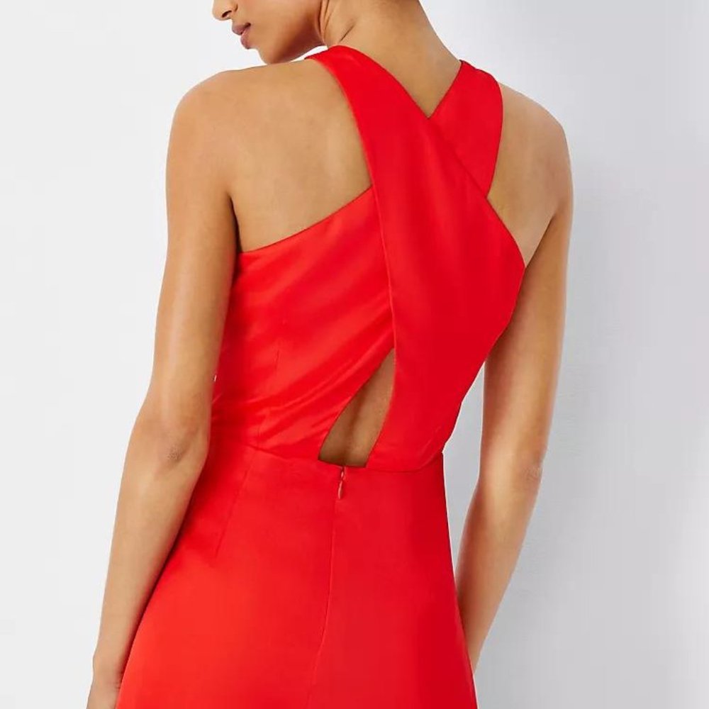 NWT  Ann Taylor Cutout Back Flare Halter Dress - Picture 3 of 7